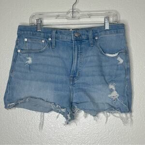 Madewell the Perfect Jean Light Blue Distressed Jean Shorts 31